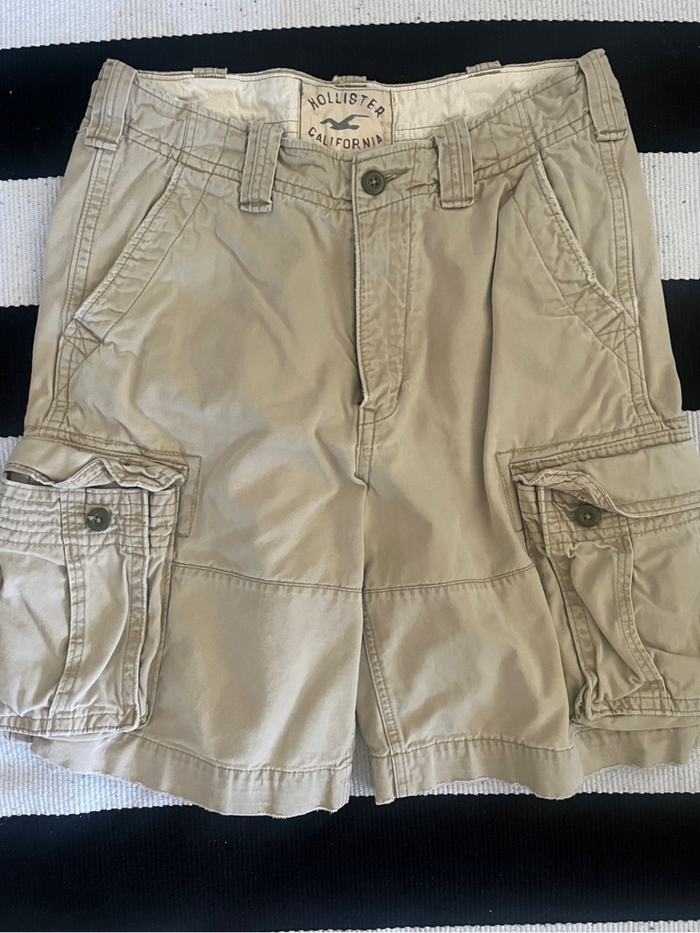 Hollister Beige Cargo Shorts with Button Flap Pockets